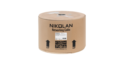 Кабель NIKOLAN S/FTP, 4 пары, Кат.6a,
23 AWG, внутренний, LSZH, 305м/100м 