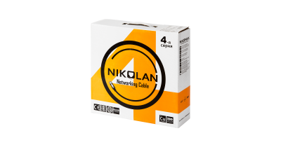 Кабель NIKOLAN U/UTP, 4 пары, Кат.5e, 24 AWG, внутренний, LSZH, 305м/100м, где xx-цвет 